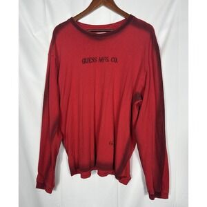 Vintage Mens GUESS Jeans Spell Out Y2K T-Shirt Long Sleeve Size XL Streetwear‎